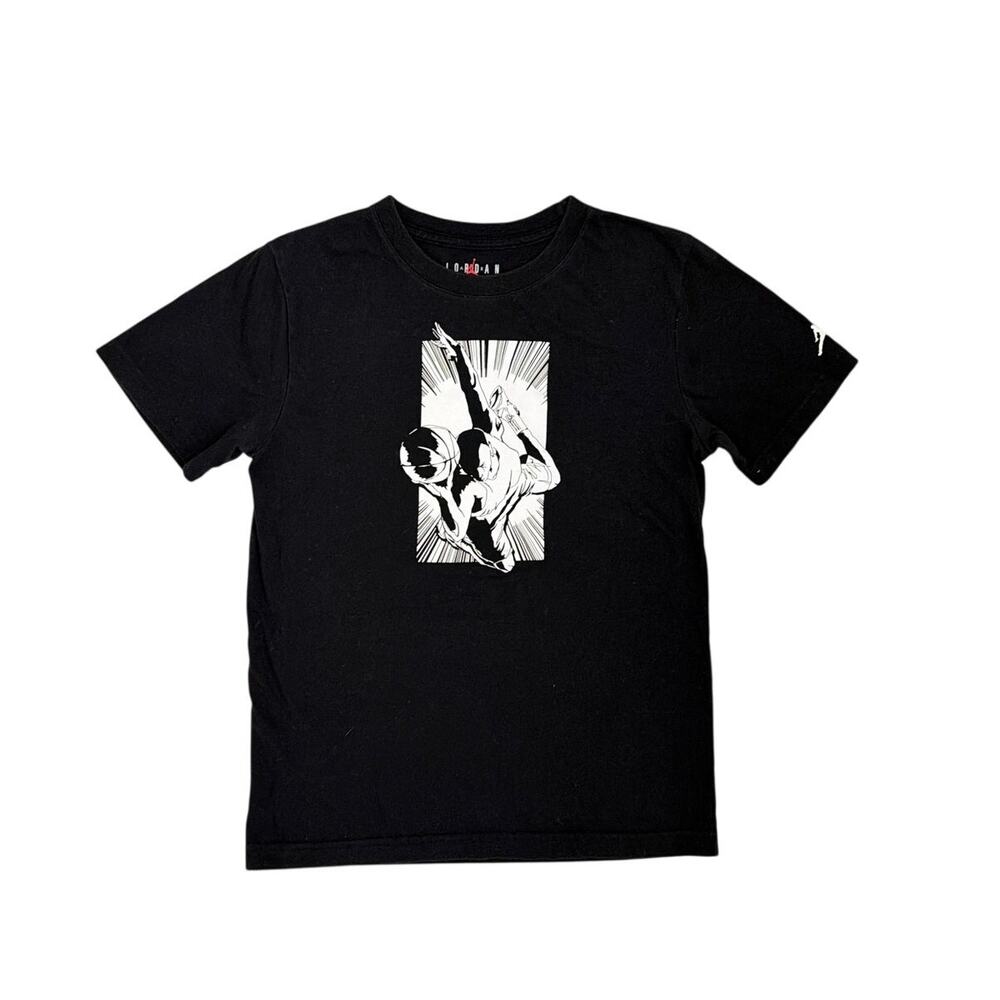 Nike Air Jordan Burst Black White Short Sleeve Shirt Youth Large 12/13
